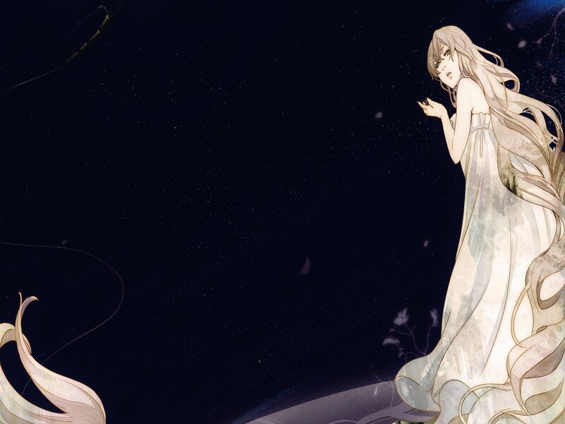 Woman in White Dress — Serene, Night, Anime