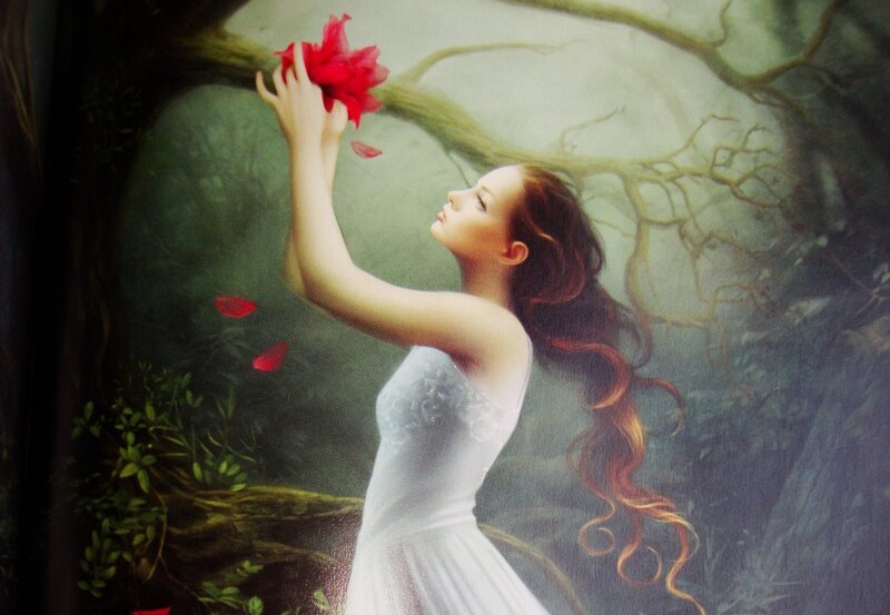 Woman in White Dress — Serene, Painting