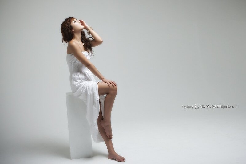 Woman in White Dress — Serene, Photograph, Block