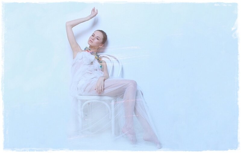 Woman in White Dress — Serene, Photograph, Chair, Necklace