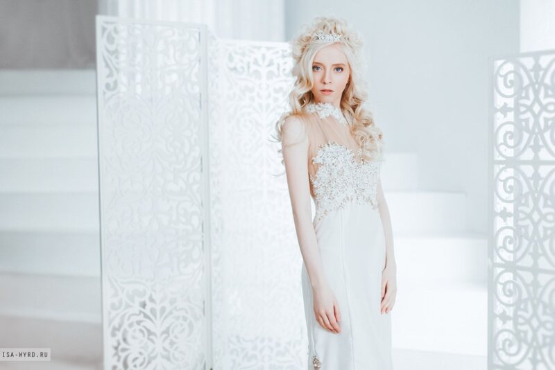 Woman in White Dress — Serene, Photograph, Crown, Screen