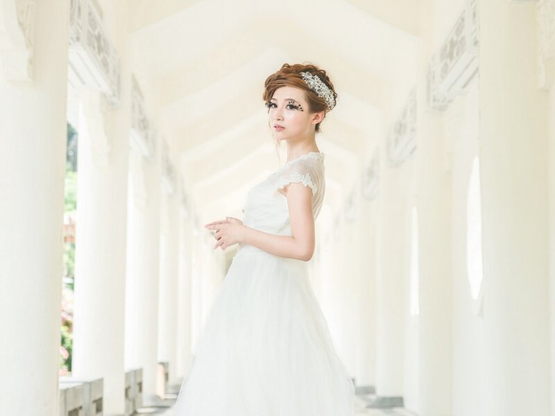 Woman in White Dress — Serene, Photograph, Crown