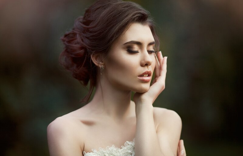 Woman in White Dress — Serene, Photograph, Earring