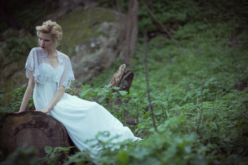 Woman in White Dress — Serene, Photograph, Forest