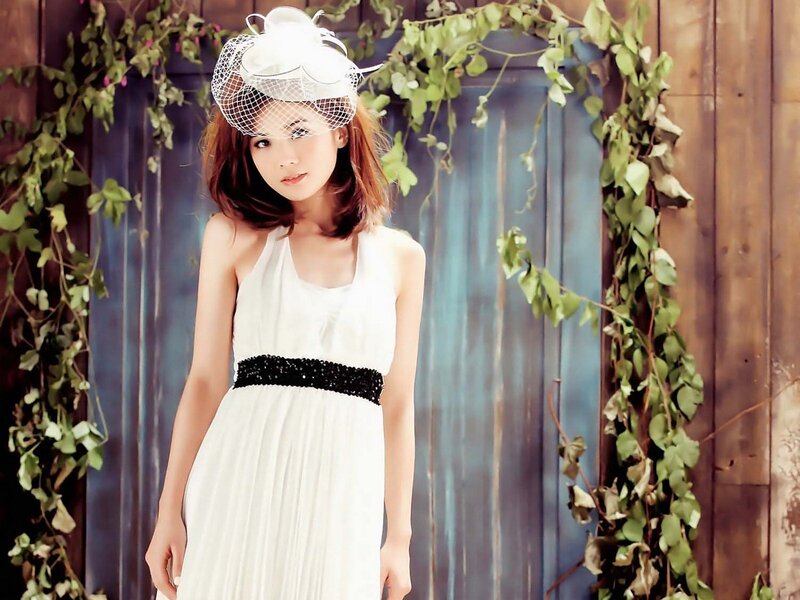 Woman in White Dress — Serene, Photograph, Hat, Vines
