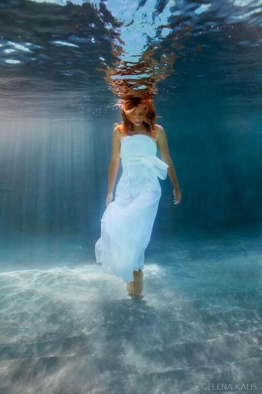Woman in White Dress — Serene, Photograph, Underwater