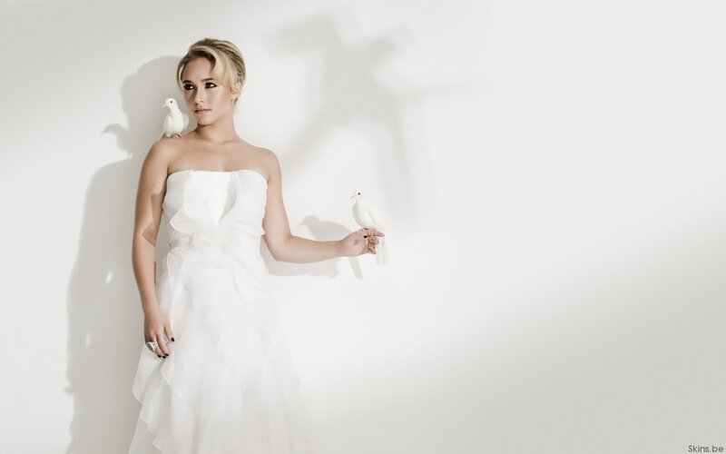 Woman in White Dress — Serene, Photograph, White Dove