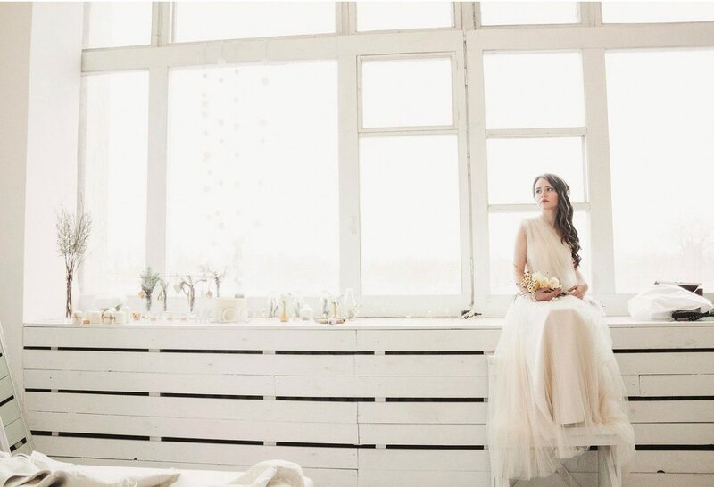 Woman in White Dress — Serene, Photograph, Window