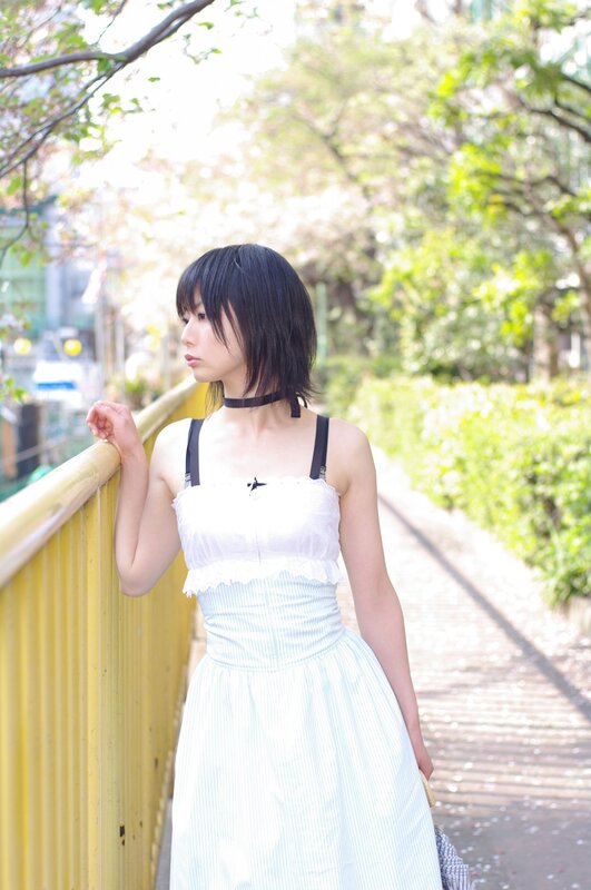 Woman in White Dress — Serene, Spring, Photograph, Choker