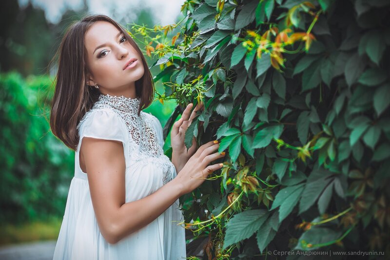 Woman in White Dress — Serene, Summer, Photograph