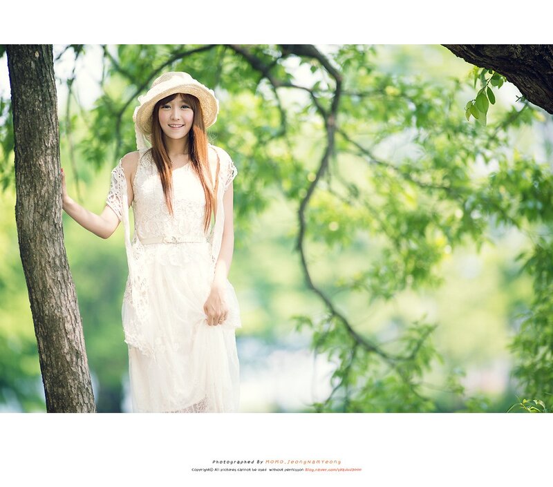 Woman in White Dress — Serene, Summer, Photograph, Tree