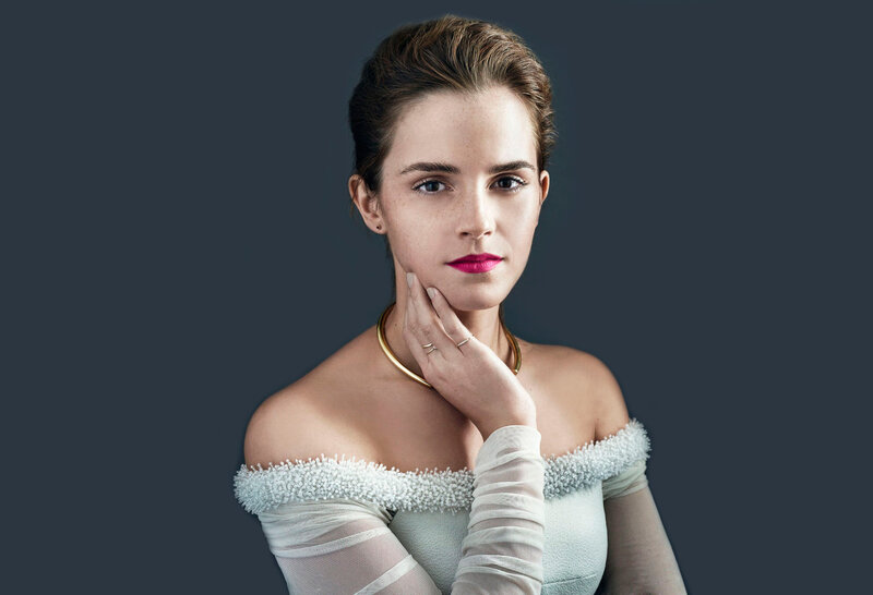 Woman in White Dress — Serious, Photograph, Gold Necklace