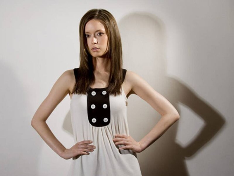 Woman in White Dress — Serious, Photograph, Wall