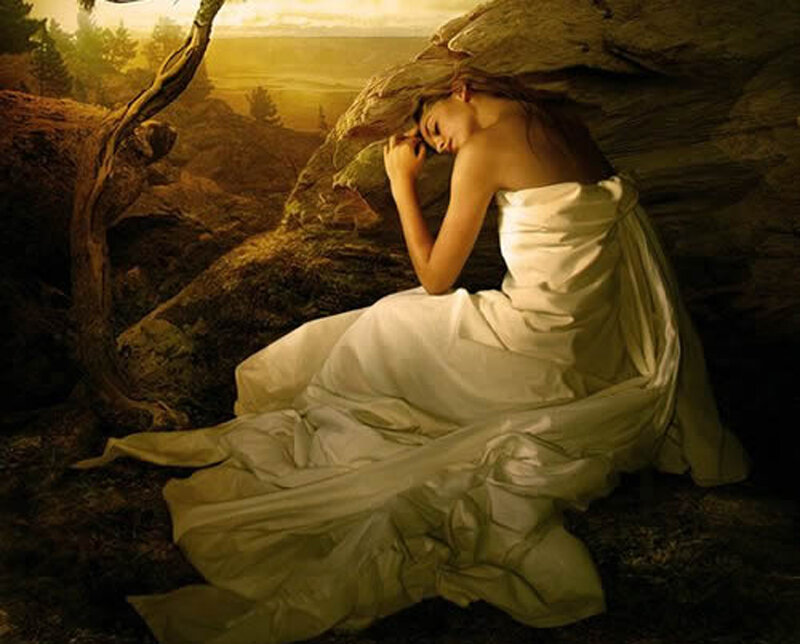 woman in white dress sleeping
