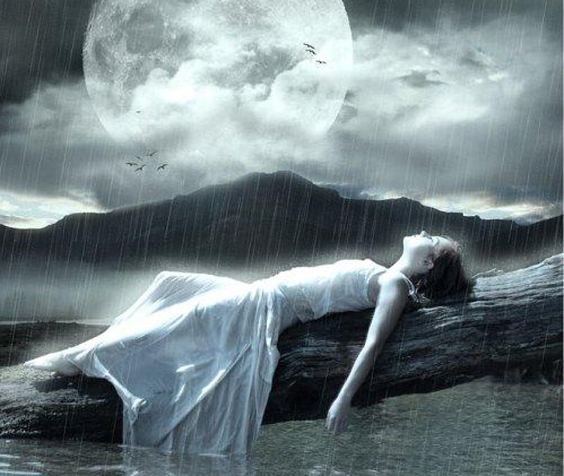 woman in white dress under moon