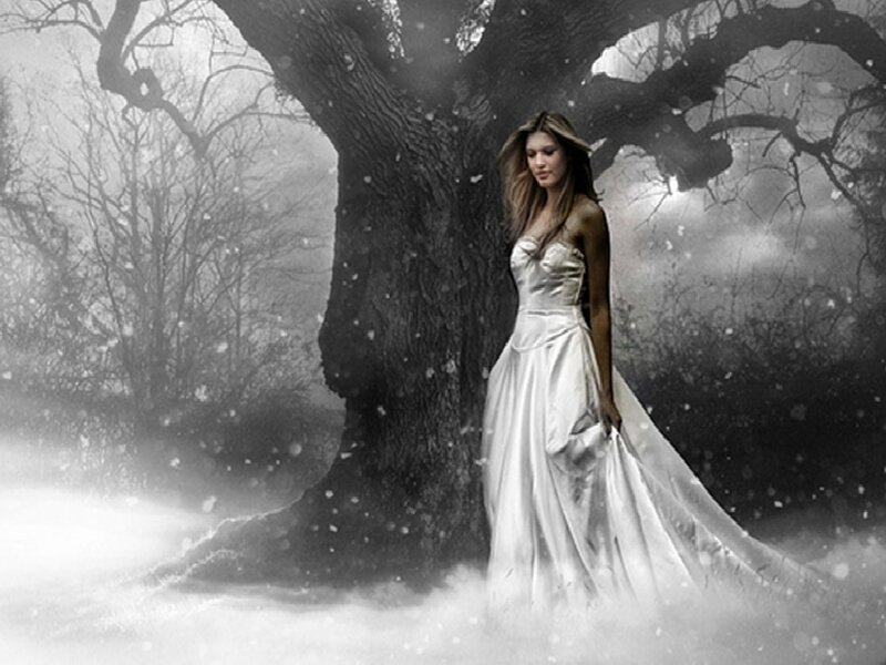 woman in white dress under tree