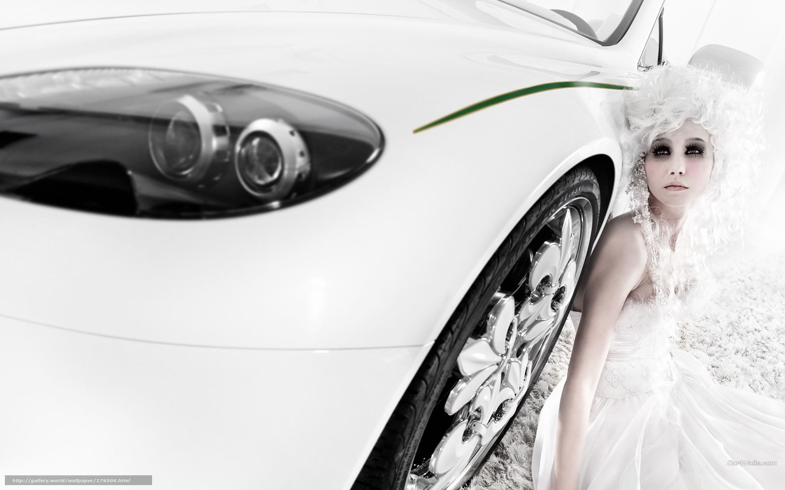woman in white dress with car