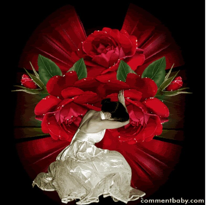 woman in white dress with red roses