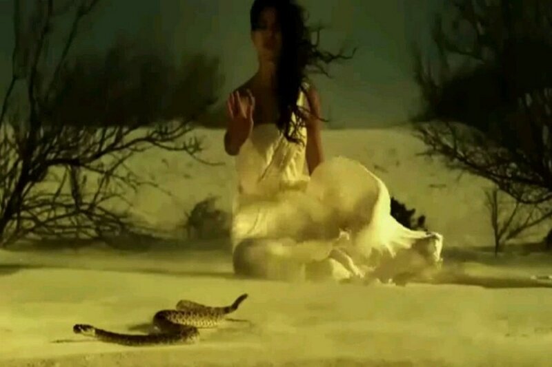 Woman in White Dress — Yellow, Dramatic, Night