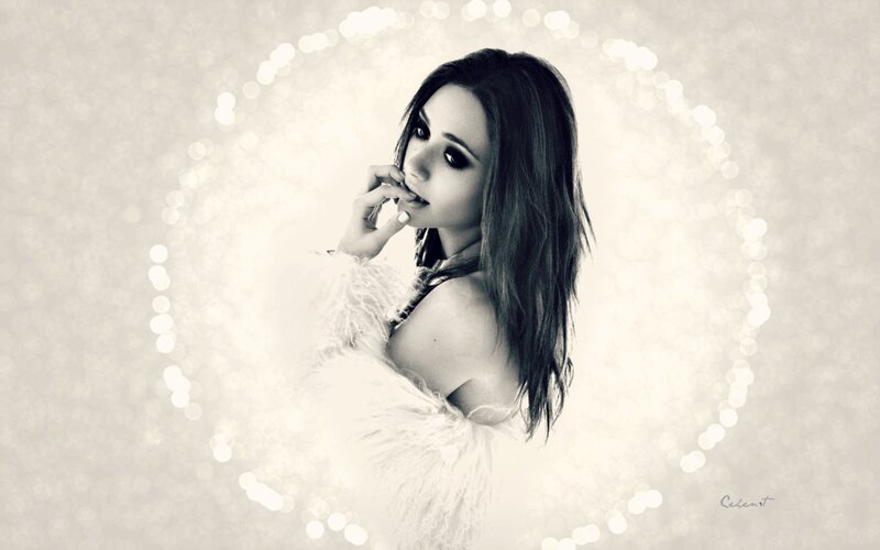 Woman in White Feathered Dress — Dramatic