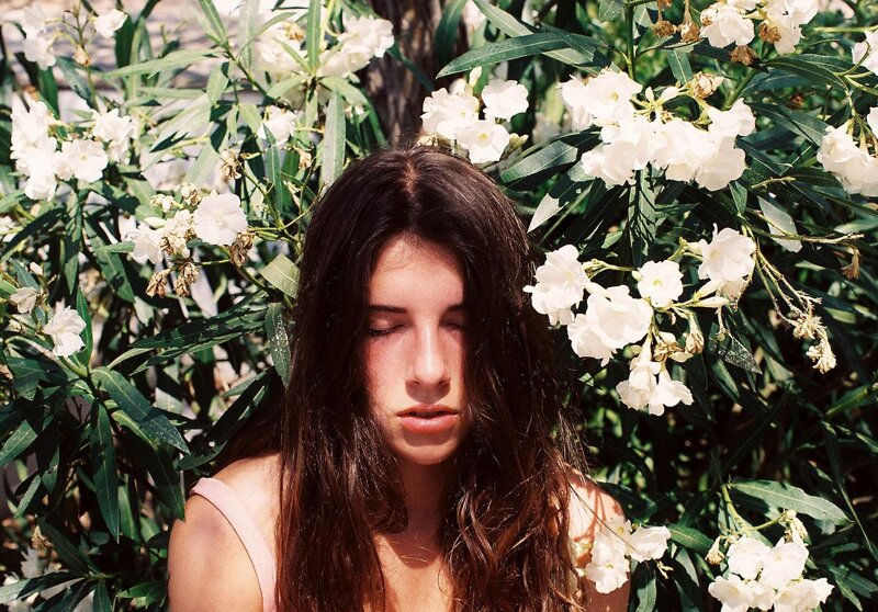 woman in white flowers