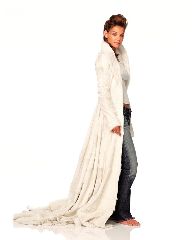 woman in white fur coat