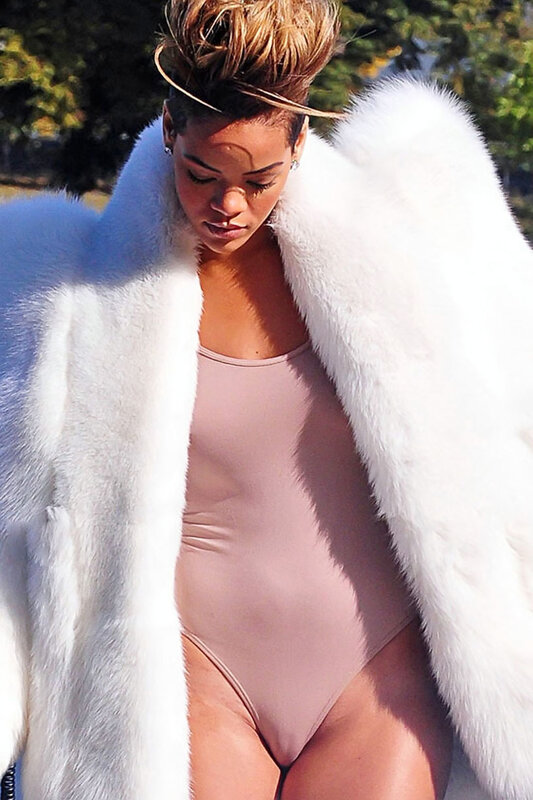 woman in white fur coat