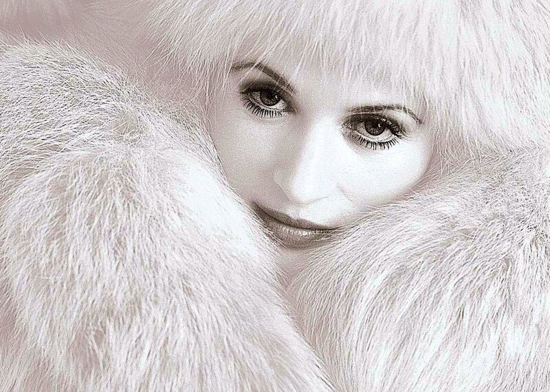 woman in white fur coat