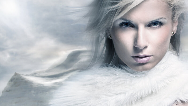 Woman in White Fur — Dramatic