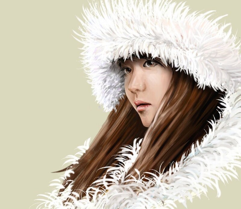 Woman in White Fur Hat — Calm