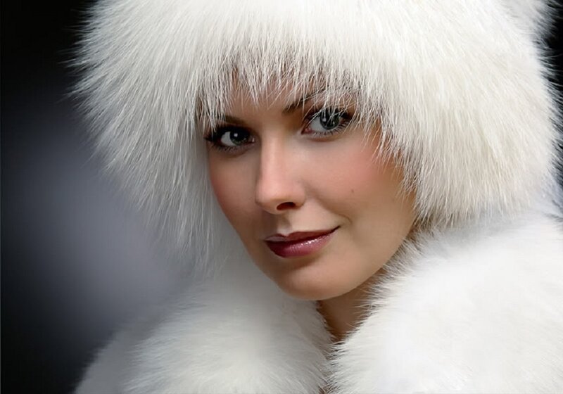 Woman in White Fur Hat — Dramatic