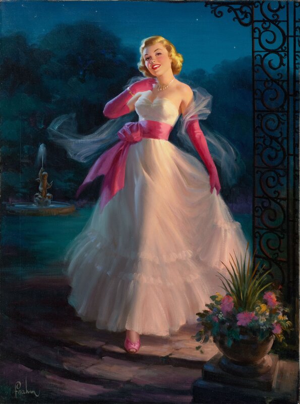 woman in white gown at night