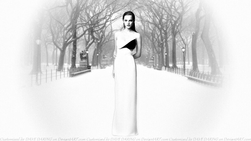 Woman in White Gown — Black, Dramatic, Winter