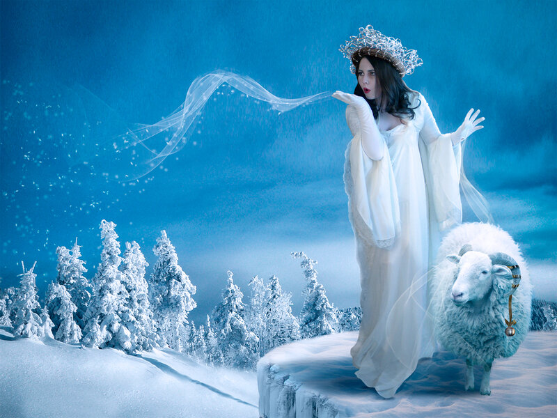 Woman in White Gown — Blue, Fantastical