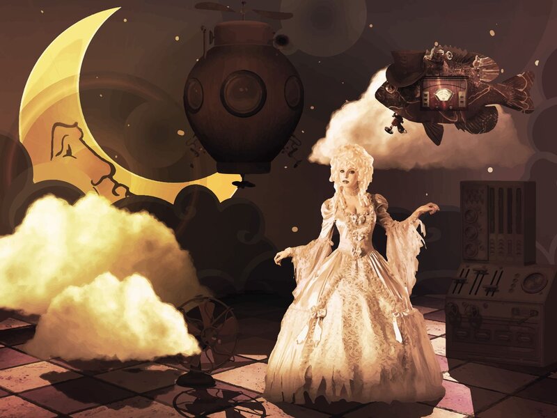 Woman in White Gown — Brown, Dramatic