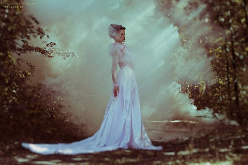 Woman in White Gown — Dramatic, Autumn