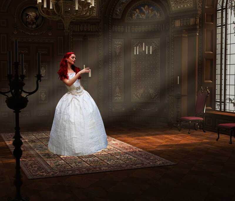 Woman in White Gown — Dramatic, Digital Art, Candlestick