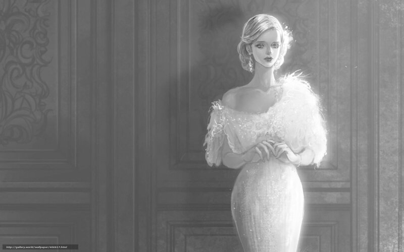 Woman in White Gown — Dramatic, Digital Art, Dress