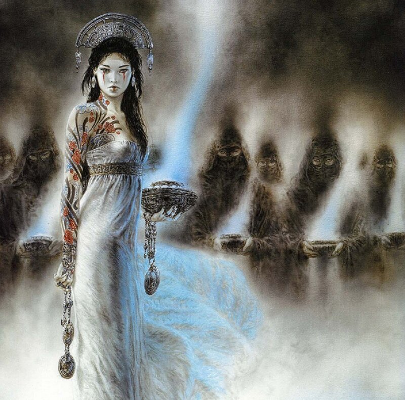 Woman in White Gown — Dramatic, Digital Art, Tattoos