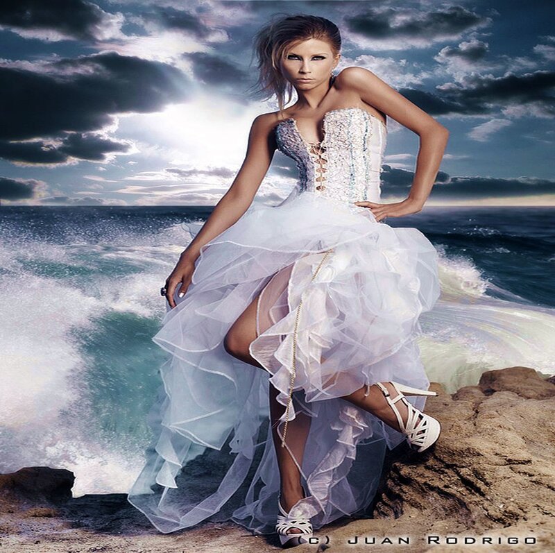 Woman in White Gown — Dramatic, Evening