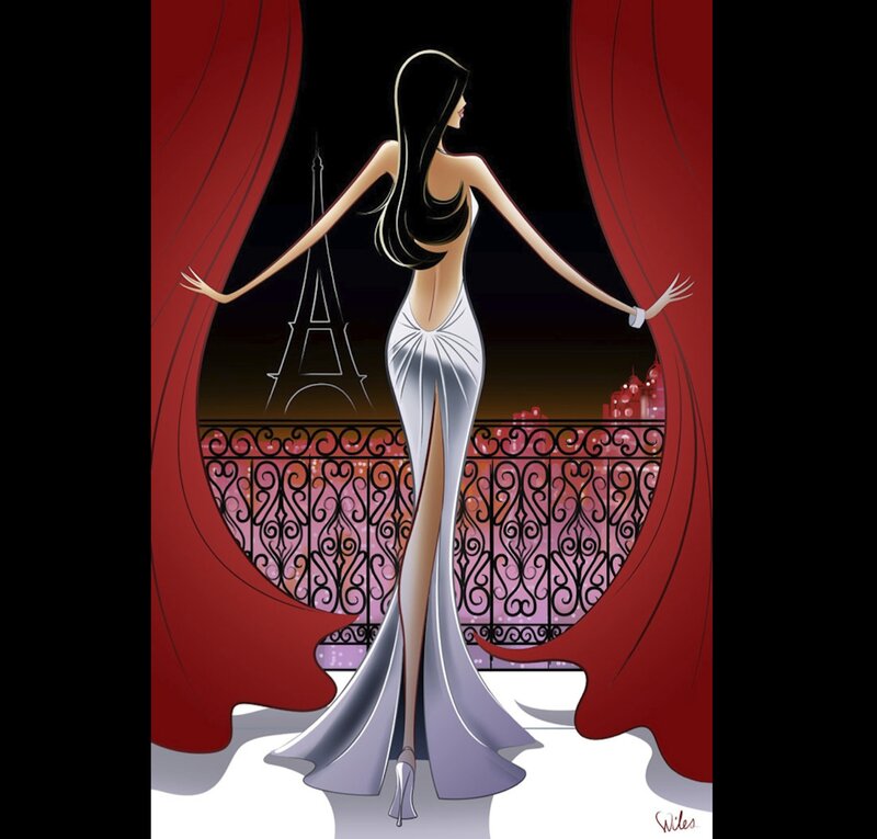 Woman in White Gown — Dramatic, Night, Illustration