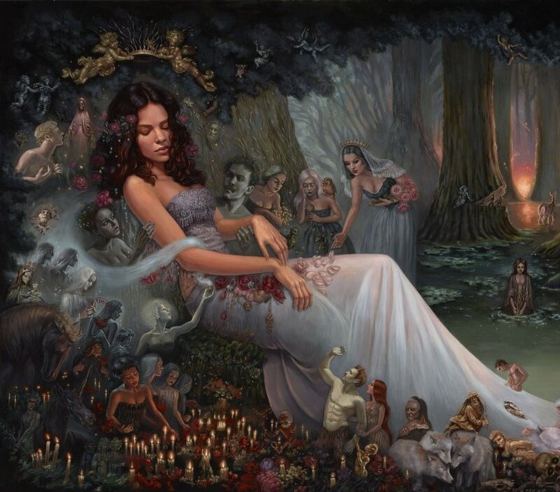 Woman in White Gown — Dramatic, Night, Painting