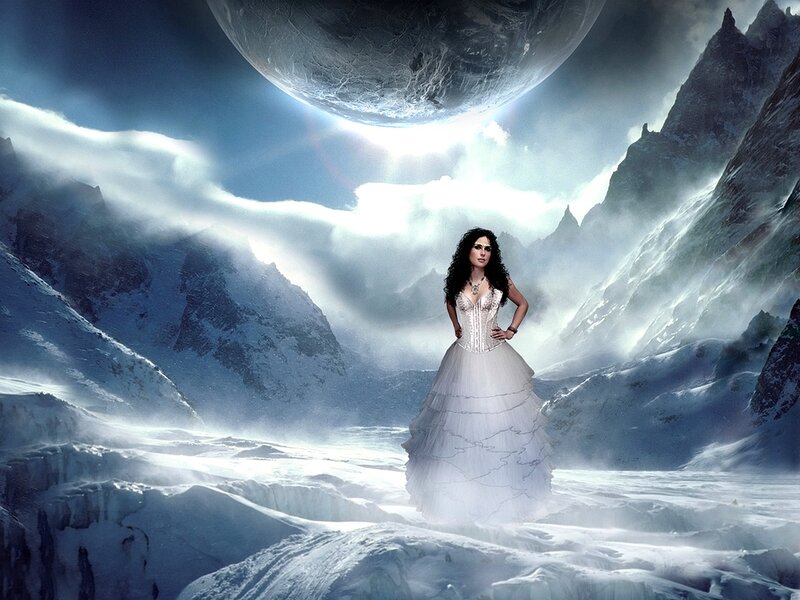 Woman in White Gown — Dramatic, Night