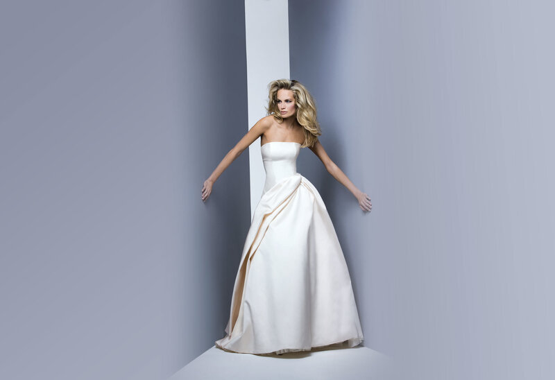 Woman in White Gown — Dramatic, Photograph, Dress, Wall