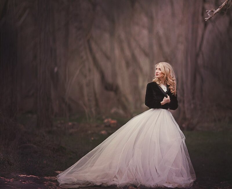 Woman in White Gown — Dramatic, Photograph, Forest