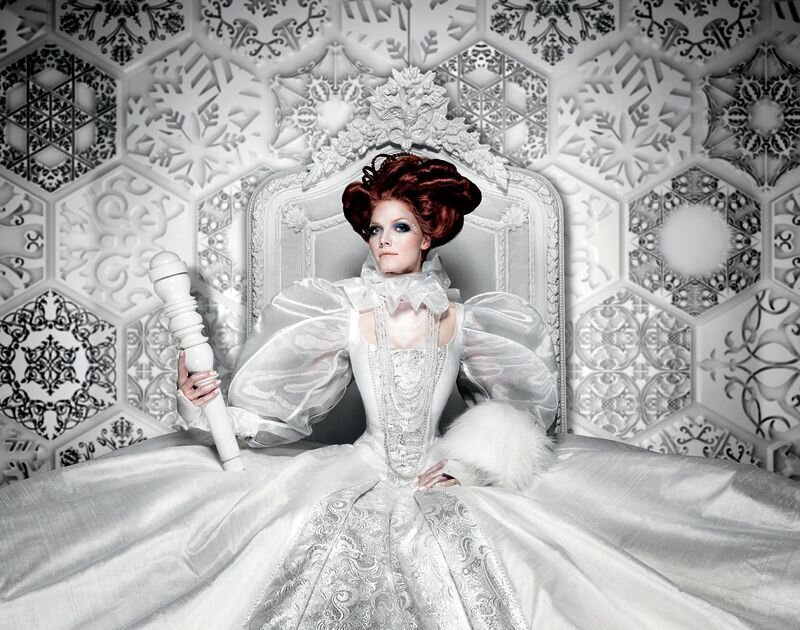 Woman in White Gown — Dramatic, Photograph