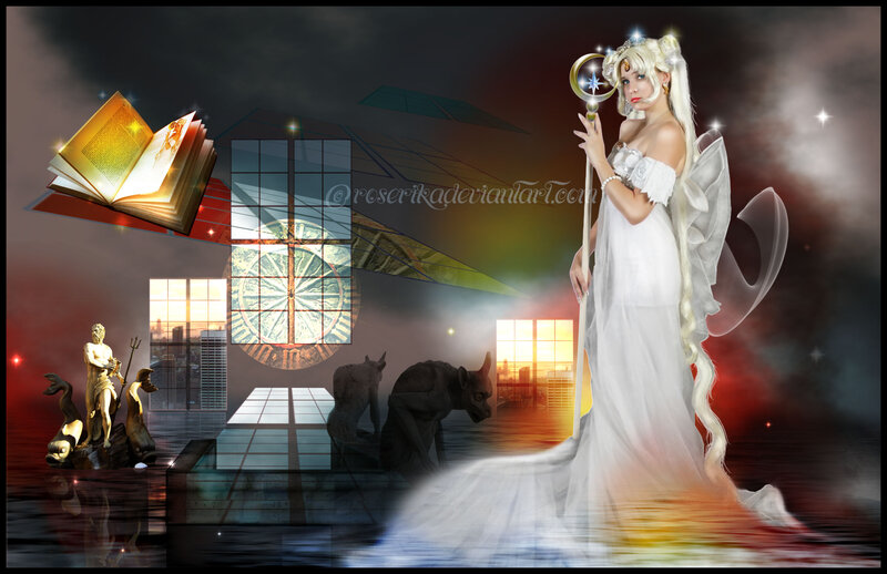 Woman in White Gown — Dramatic, Sunset, Digital Art, Book