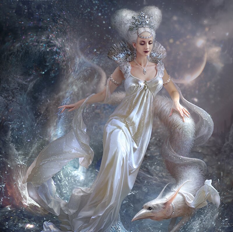Woman in White Gown — Ethereal, Night, Digital Art