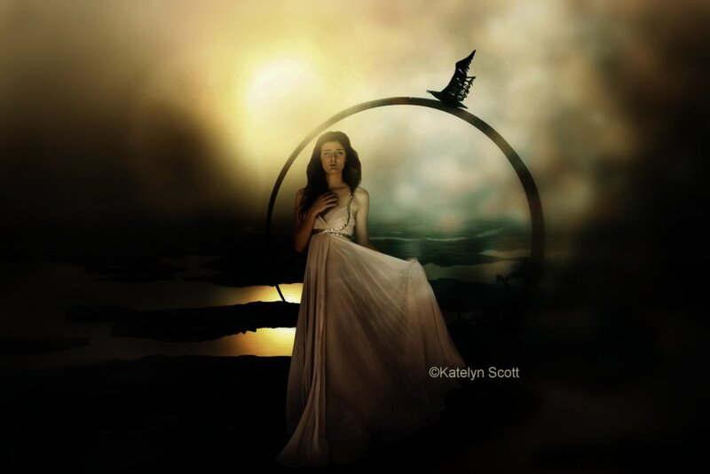 Woman in White Gown — Gold, Dramatic, Sunset