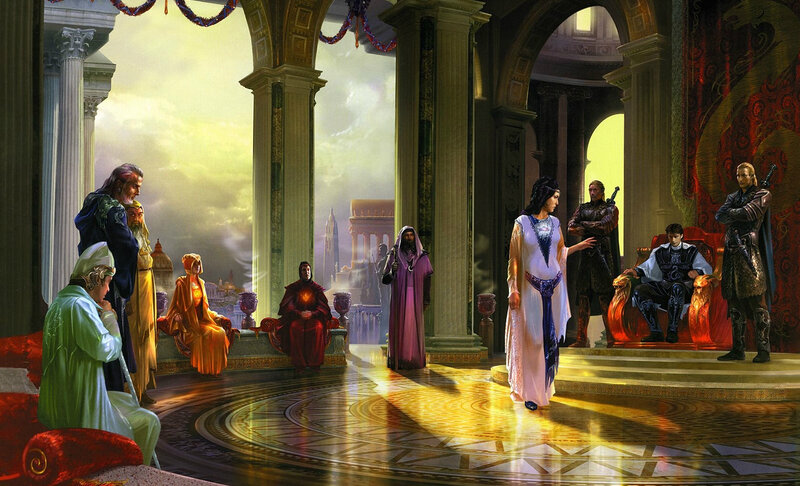 Woman in White Gown — Gold, Dramatic